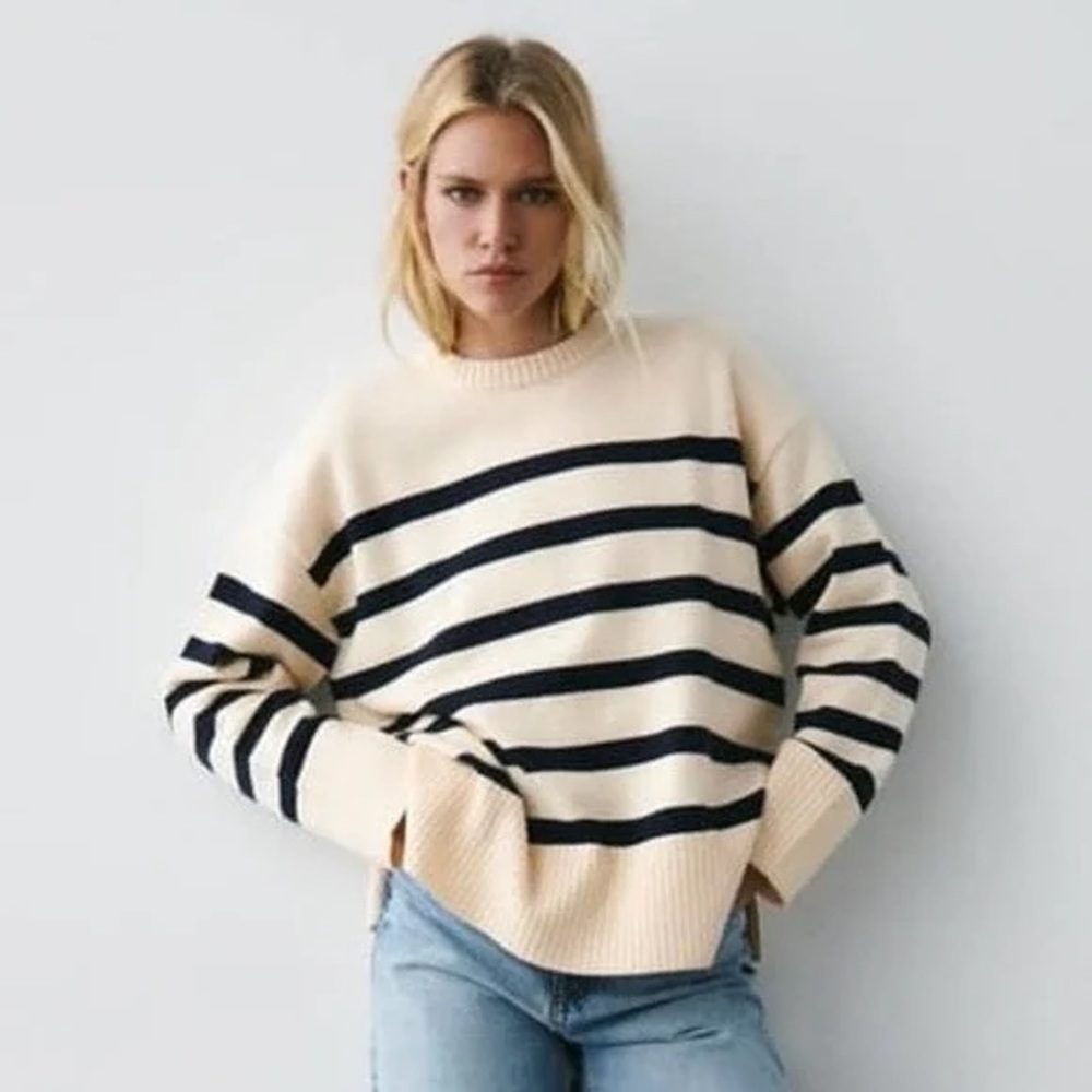 zara black and cream sweater size small
